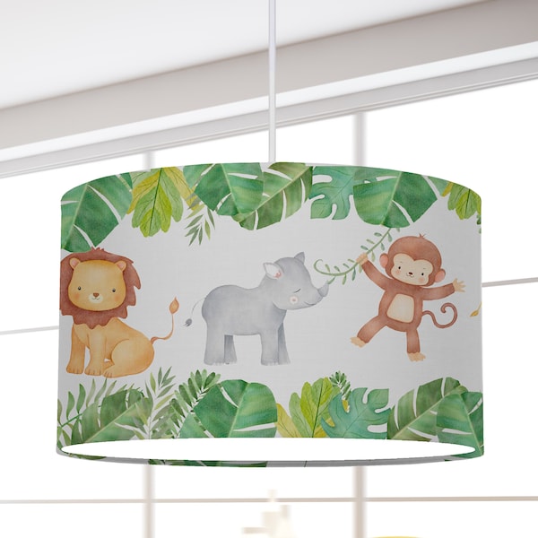 Lamp children's room Jungle Animals Cotton lampshade