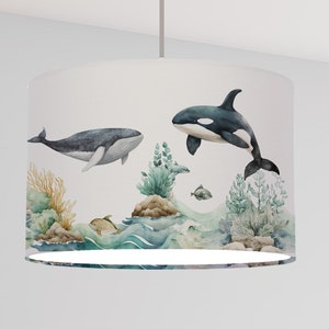 Lampshade for children whale fish sea turtle nursery mint