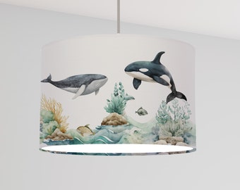 Lampshade for children whale fish sea turtle nursery mint