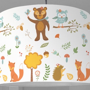 Lampshade children&#39;s room forest animals white
