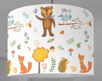 Lampshade children's room forest animals white