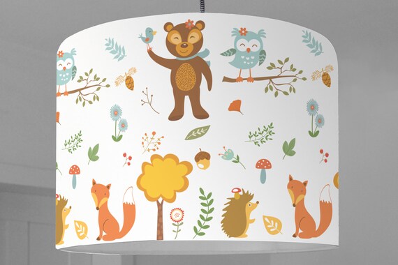 Lampshade children's room forest animals white