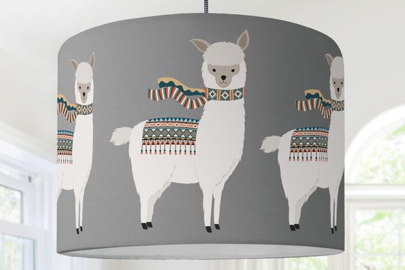 Lampshade Nursery Lama animal lamp Gray
