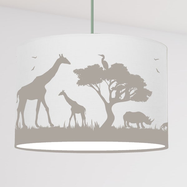 Lampe suspendue avec abat-jour animaux d'Afrique chambre d'enfant