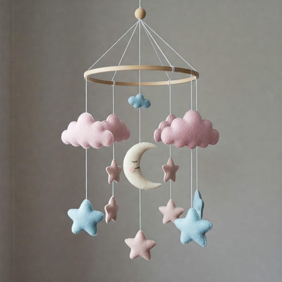 Magical Gold Mobile - Baby Mobile with cloud stars