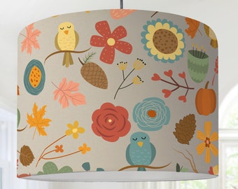 Lampshade flowers birds beige