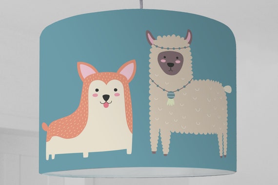Lampshade animals children's lamp blue