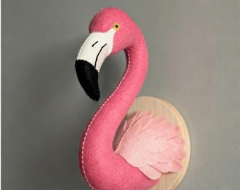 Sculpture art Flamingo made of felt - Handmade & Unique
