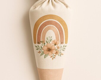 School cone flowers rainbow sugar cone, school enrollment girl, nature motif, personalized, back to school gift, handmade, with name