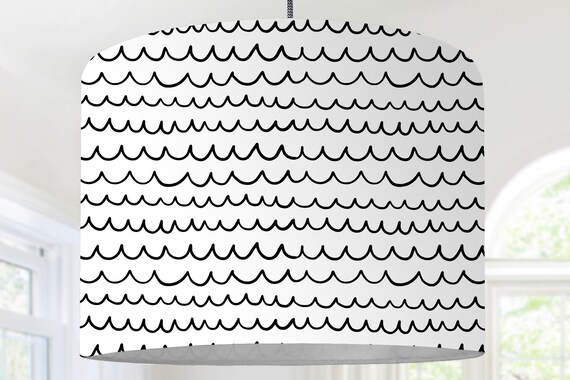 Hanging lamp lampshade mustard yellow black white modern Scandinavian pattern modern Scandinavian