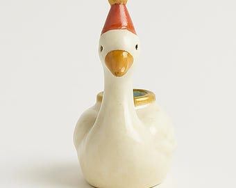 Swan candle holder birthday, hand-painted figure, animal candle holder, birthday decoration, gift idea, party decoration, handmade, unique