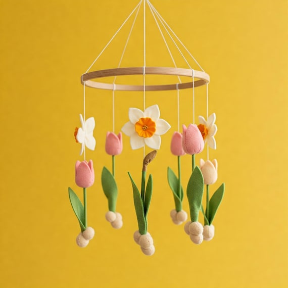 Flower Mobile Baby | Tulip Mobile Nursery | Spring Decoration Girl Boy