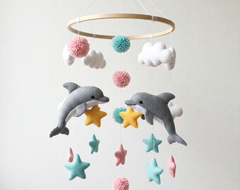 Magical whale mobile - baby mobile with cute goldfish