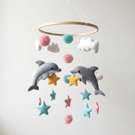 Magical whale mobile - baby mobile with cute goldfish