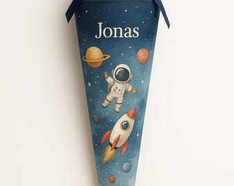 School cone astronaut, candy cone, space, rocket, planet, stars, school enrollment boy, back to school gift, personalized, with name