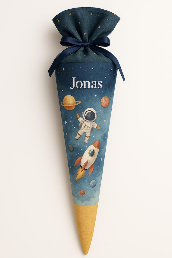 School cone astronaut, candy cone, space, rocket, planet, stars, school enrollment boy, back to school gift, personalized, with name