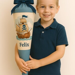 Schultüte Pirat, Zuckertüte, Einschulung Junge, Piratenschiff, Schatzkarte, Abenteuer, Schulanfang Geschenk, personalisiert, mit Namen