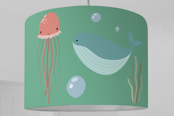 Lampshade nursery fish whale turtle sea ocean green