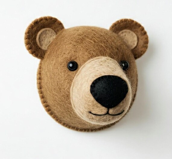 Sculpture art bear made of felt - handmade & unique