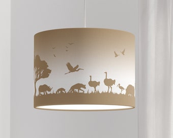 Lamp children's room jungle animals cotton lampshade