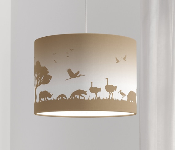 Lamp children's room jungle animals cotton lampshade