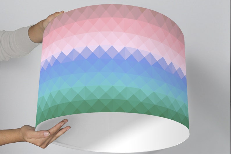 Lampenschirm Designlampe grafisches Muster Retro bunt Dreiecke Bild 3