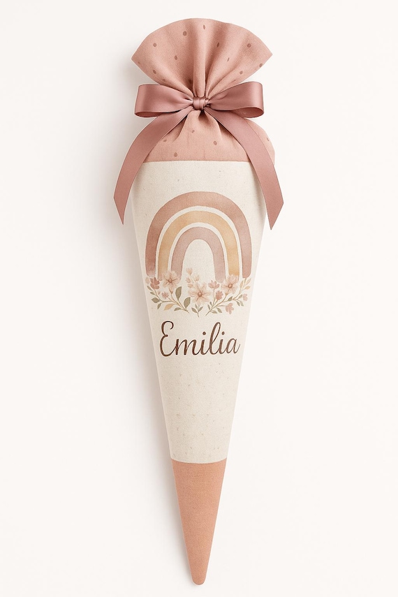School cone flowers rainbow sugar cone, school enrollment girl, nature motif, personalized, back to school gift, handmade, with name