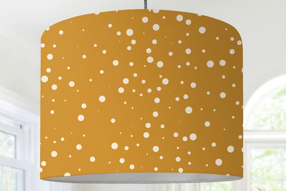 Hanging lamp lampshade mustard yellow confetti pattern modern Scandinavian
