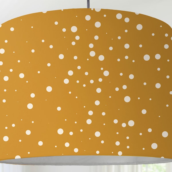 Hanging lamp lampshade mustard yellow confetti pattern modern Scandinavian
