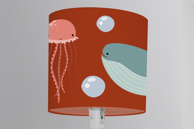 Floor Lamp Lampshade Baby Nursery Whale Fish Sea Ocean Image 0