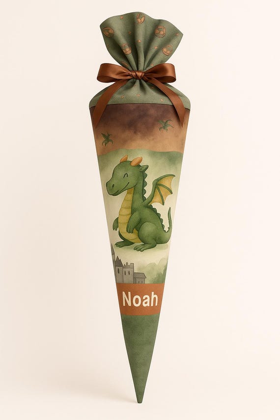 School cone, candy cone, dragon school cone, school enrollment, back to school, personalized school cone, school cone boy, dragon motif,
