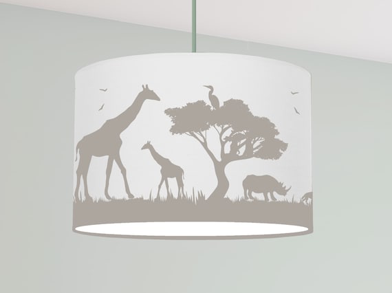Lamp children's room jungle animals cotton lampshade