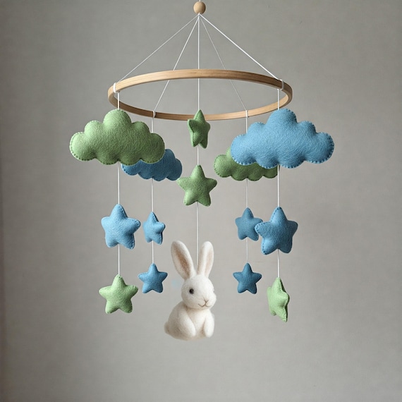 Easter gift mobile - baby mobile with cute felt bunny