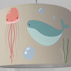 Lampshade nursery marine animals whale turtle fish baby lamp nursery children&#39;s lamp cream