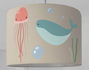 Lampshade nursery marine animals whale turtle fish baby lamp nursery children's lamp cream