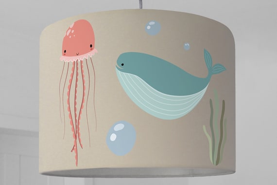 Lampshade nursery marine animals whale turtle fish baby lamp nursery children's lamp cream
