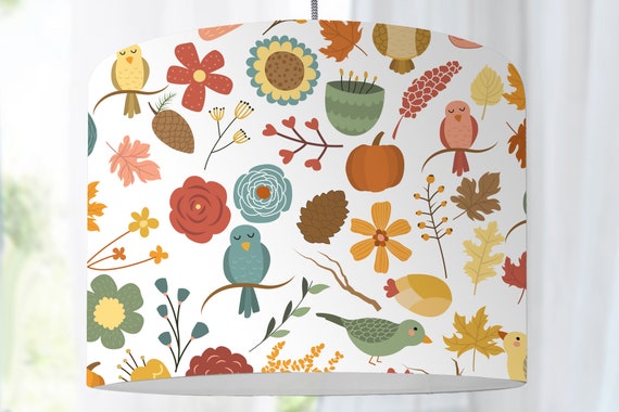 Lampshade Nursery Flowers Birds colorful