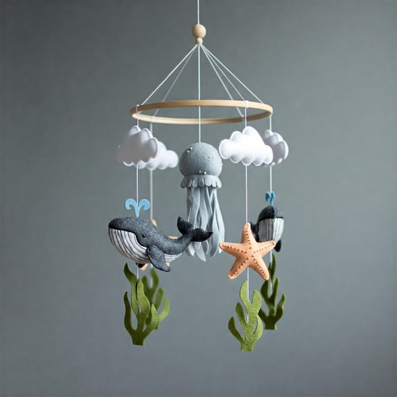 Magical Gold Mobile - Baby Mobile with cute whale
