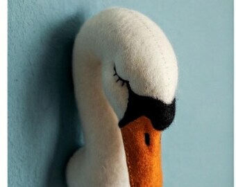 Swan head made of felt wall decoration for the children's room