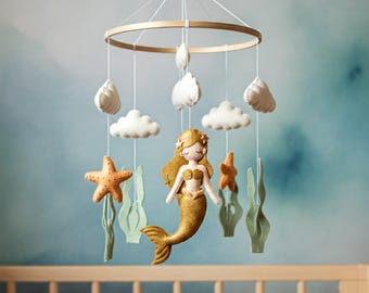 Magical Gold Mobile - Baby Mobile with cute mermaid