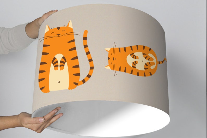 Katzenlampe Lampenschirm Katze Kinderlampe beige Bild 3