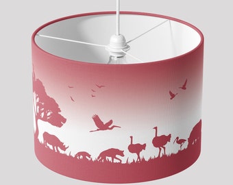 children's room lamp Jungel Animal cotton lampshade red