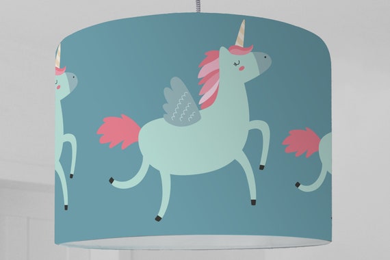 Lamp shade unicorn blue