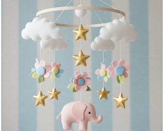 Magical Gold Mobile - Baby Mobile with cloud stars