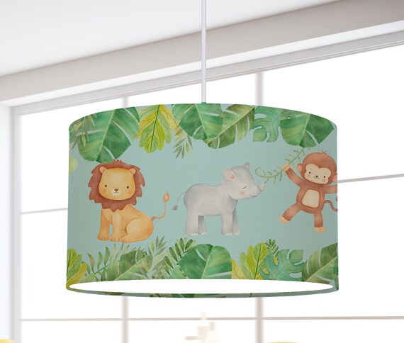 Lamp children's room jungle animals cotton lampshade