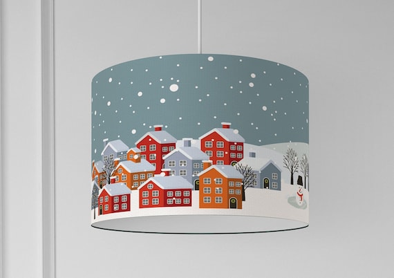 Christmas winter chrismas lampshade on organic cotton
