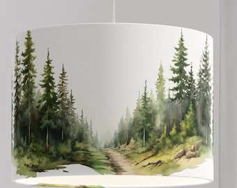 Lampshade forest animals, lampshade Landspace, ceiling lamp organic green, lampshade living room kitchen forest
