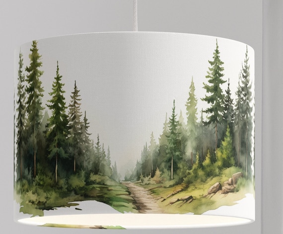 Lampshade forest animals, lampshade Landspace, ceiling lamp organic green, lampshade living room kitchen forest