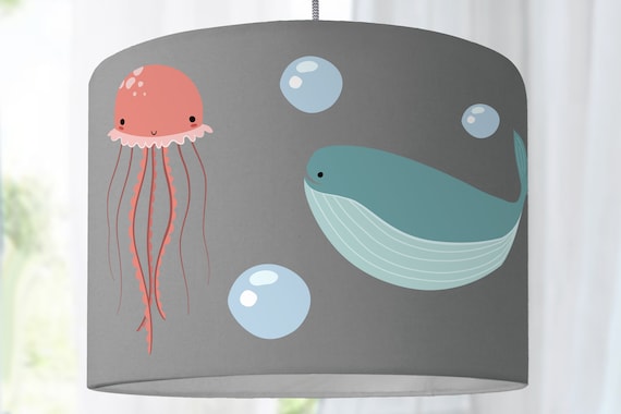 Lampshade fishes nursery lamp gray whale sea ocean animals baby lamp baby