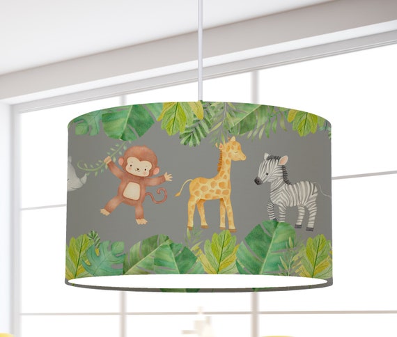 Lamp children's room jungle animals cotton lampshade